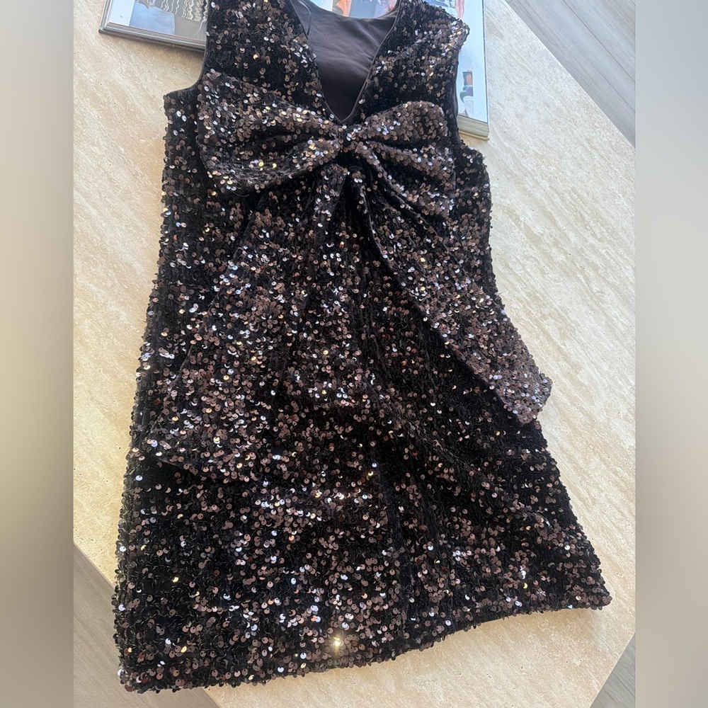 H&M Black Sequin Mini Dress with Bow